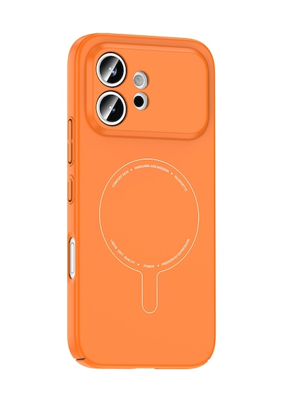 Maks Technology Honor 600 5g Kılıf M-safe Şarj Özellikli Kamera Korumalı Mkst Elio Sert Pc Kapak - Turuncu