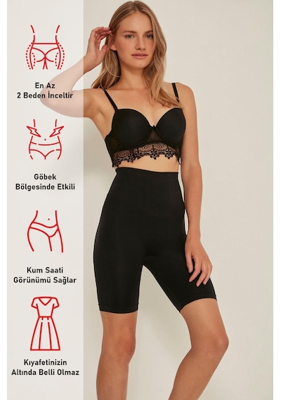 Siyah Mı Emay 3005 Soft Uzun Paçalı Boxer Korse Siyah