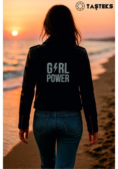 Taşlı Ütülenebilen Veya Sticker Olarak Kullanılabilen 'girl Power' Yazı Modeli