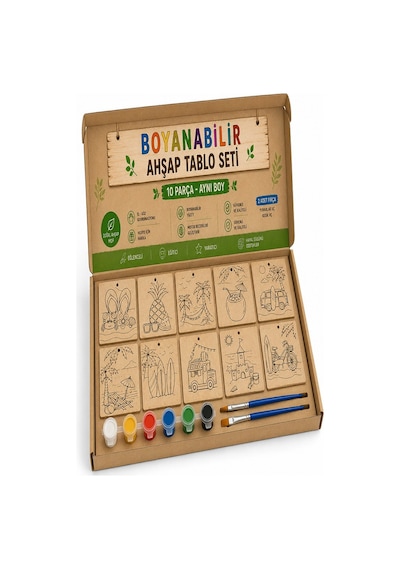 Ahşap Boyama Tabletler 10lu Set 10x15cm 10 Adet Tablet Boyama Figürü Etkinlik Çocuk Gelişim Motor Beceri Anasınıfı