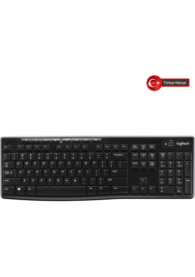 Logıtech K270, Siyah, 920-003761, Kablosuz, Türkçe Q, Multimedya Klavye