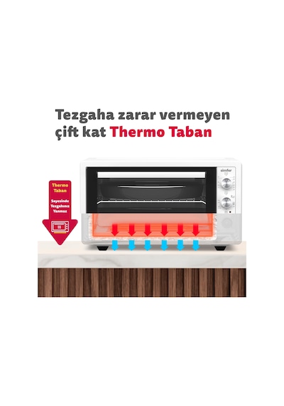 Simfer 4503 İnox 45 LT Turbo Fan Mini / Midi Fırın - 6 Fonksiyon,Yoğurt Yapma, Buz Çözme & İç Aydınlatma