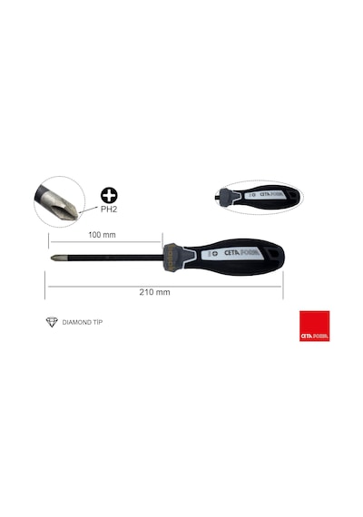 Ceta Form Ph2 X 100 Mm Elmas Kayma Önleyici Yıldız Tornavida F14d-002-100