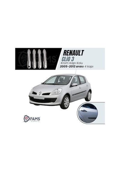 Renault Clio 3 Hb Krom Kapı Kolu Seti 2006-2012 Paslanmaz Çelik