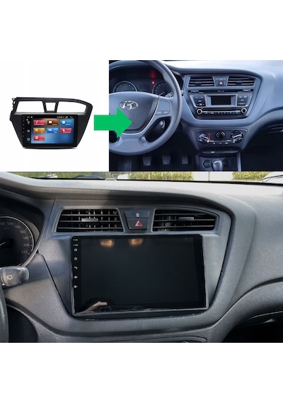 Hyundai İ20 Araç Multimedya Android Ekran Carplay Navigasyon Double Teyp 2+32 9" 14-18 Black Blueway
