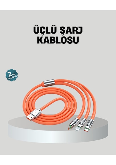 Üçlü Şarj Kablosu Yüksek Hızlı Dayanıklı Uzun Ömürlü