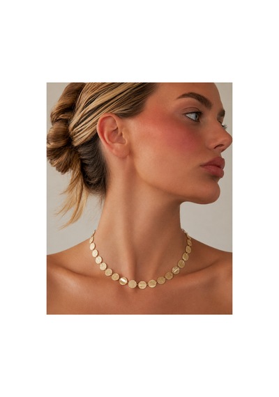 Aura Collection Meriç Ezme Pul Gold Kadın Çelik Kolye Altın Altın