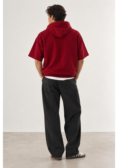 Alexandergardi Cropped Kapüşonlu Kısa Kollu Sweatshirt Bordo-bordo