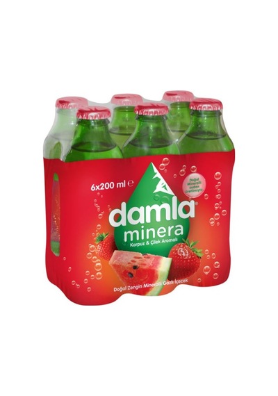 Damla Mineralli Karpuz Çilek Aromalı Maden Suyu 6 x 200 ML
