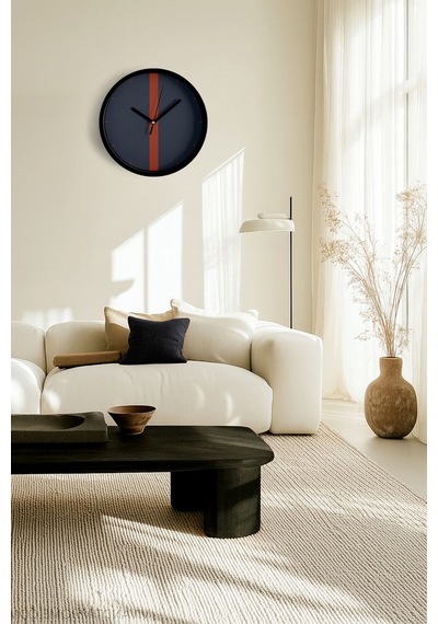 Modern Tasarım Duvar Saati - 25cm - Önü Camlı Siyah Kasa - Sessiz Mekanizma-jh0407 Siyah