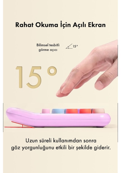 Pinterest Renkli Hesap Makinesi 12 Haneli Yuvarlak Tuşlu Şirin Hesap Makinesi - 4 Fonksiyonlu Çok Renkli