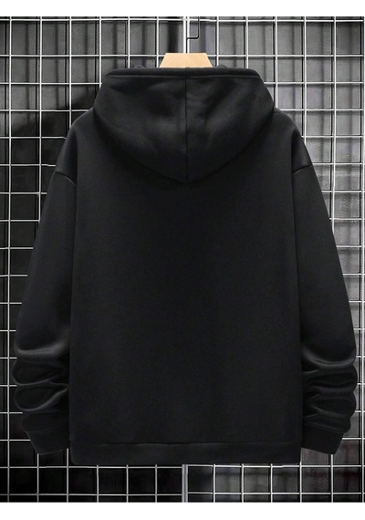 O X Yüz Fermuarlı Hırka Sweatshirt - Siyah Baskılı Oversize Kışlık Kalın Kapüşonlu Siyah