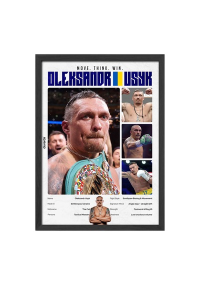 Oleksandr Usyk Boks Siyah Ahşap Çerçeveli Poster, Dekoratif Dövüş Duvar Tablosu