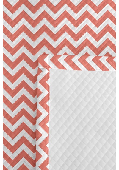 Pembe Zigzag Geometrik Genç Odası Tek Kişilik Pike Takımı - Modern 160x220 Cm Kapitone Yatak Örtüsü Ayazlı Sükunet Akışı