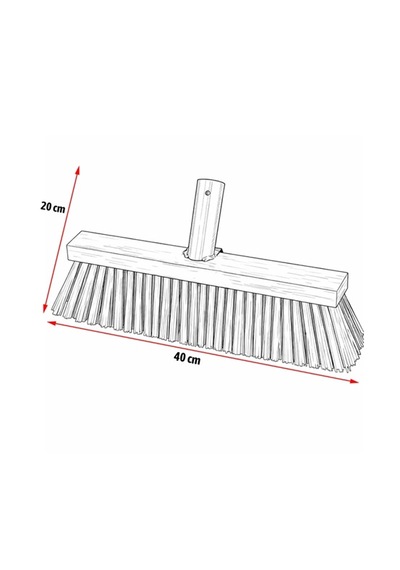 Metal Saplı 40 Cm Sert Kıllı Yer Fırçası Bahçe Balkon Otopark Temizliği