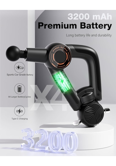 Hyako R3 Pro 3'ü 1 Arada Masaj Tabancası 16mm Genlik + Yüksek Frekanslı Titreşim Terapi Masajı - Derin Doku Kas Masaj Tabancası, Tüm Vücut Kas-iskelet Ağrısını Hafifletir Hyako R3 Pro 3'ü 1 Arada Masaj Tabancası 16mm Genlik + Yüksek Frekanslı Titreşim Terapi Masajı - Derin Doku Kas Masaj Tabancası, Tüm Vücut Kas-iskelet Ağrısını Hafifletir