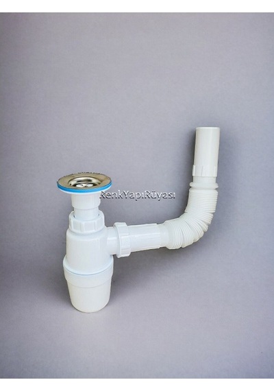 Koku Önleyici Kapaklı Plastik Körüklü Banyo Mutfak Lavabo Evye Sifonu Parlak Diğer