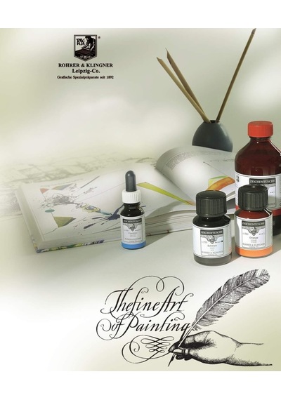 Rohrer&klingner Kaligrafi Mürekkebi Zeichentusche 29-airbrush-fırça-divit-sulu Boya 1000ml-770-black Siyah