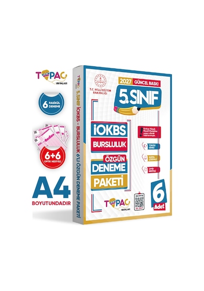 2027 5.Sınıf Topaç Yayınları İOKBS-BURSLULUK 6lı Deneme Paketi Dijital Çözümlü Türkiye Geneli