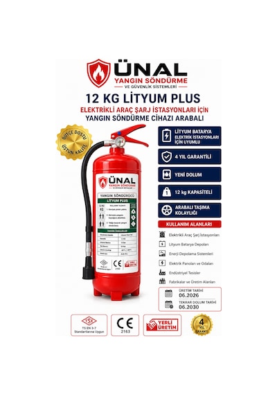 12 Kg Elektrikli Araç Lityum Yangın Söndürücü Kkt Yangın Tüpü Ev Ofis