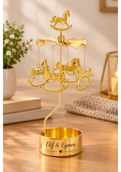 Kişiye Özel Şapkalı Atlı Karınca Modeli Isı İle Dönen Mumluk