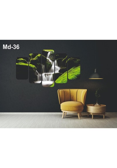 5 Parça Irmak Manzaralı Mdf Tablo