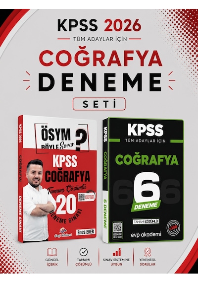 Dizgi 2026 Kpss Coğrafya 20 Deneme & Kpss Coğrafya 6 Deneme Evp Akademi Seti