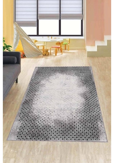 Gri Modern Klasik Kaymaz Tabanlı Dekoratif Halı Ar383n11