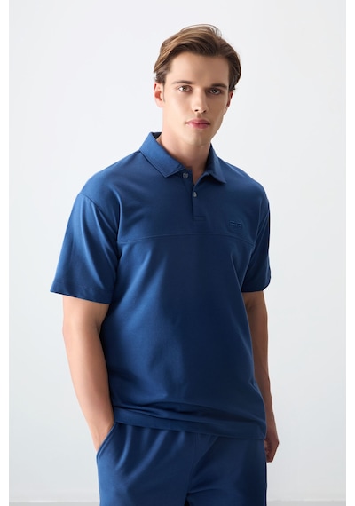 Air Jones Tommy Life Parlament Pamuklu Kalın Yumuşak Dokulu Polo Yaka Oversize Fit Basic Erkek T- Shirt - 88382 Parlament