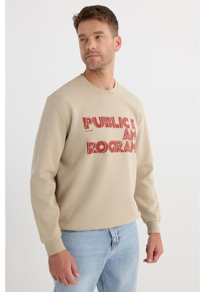 Tudors Unisex Oversize Geniş Kesim Pamuklu Yumuşak Dokulu İçi Polarlı Baskılı Bej Sweatshirt-37297 Bej Tudors Unisex Oversize Geniş Kesim Pamuklu Yumuşak Dokulu İçi Polarlı Baskılı Bej Sweatshirt-37297 Bej