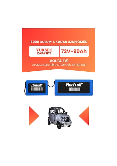 Volta Ev1 Uyumlu Batarya Yüksek Kapasite Lifepo4 72v 90ah Elektrikli Otomobil Bataryası