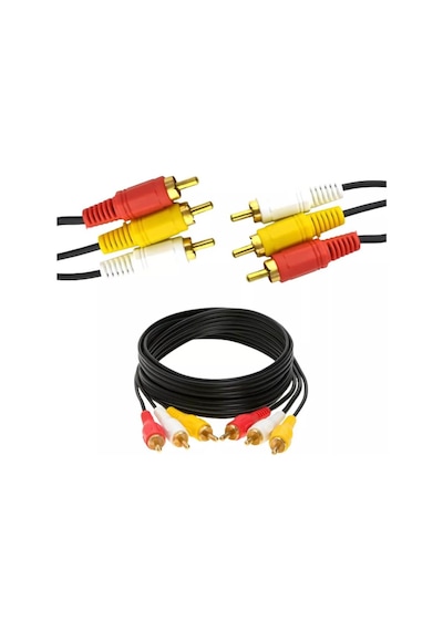 Koodmax 1.8 Metre 3rca To 3rca Kablo - Altın Uçlu , Kompozit Ses Ve Video Aktarım Kablosu