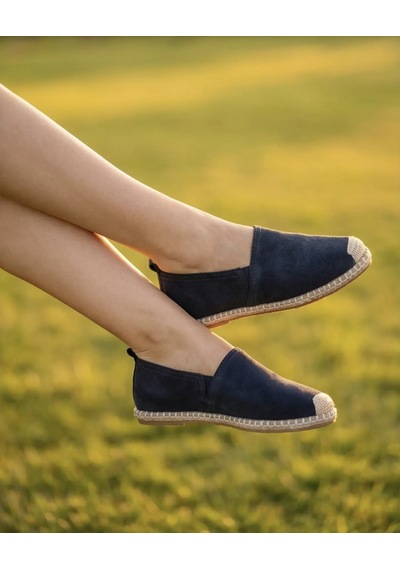 Futsishoes Gardenıa Lacivert Süet Dokulu Hakiki Deri Espadril