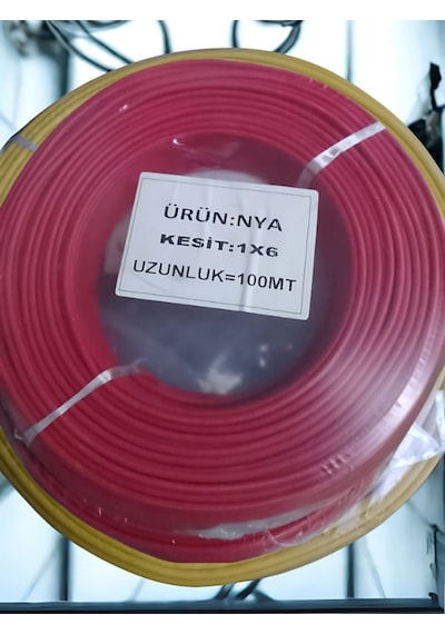 Elektrikhouse Nya Elektrik Kablosu 1x6 100 Metre Kırmızı