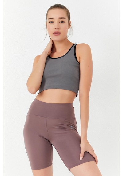 Tommy Life Çağla Basic Sıfır Kol Dar Kalıp U Yaka Kadın Crop Top Atlet - 97162 Çağla