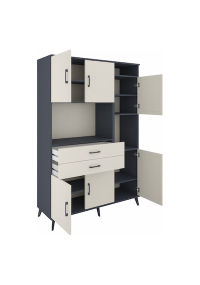 Hyperion Dolap 9 Raflı 2 Çekmeceli 6 Kapaklı 132x44x195 Antrasit-aytaşı/aytaşı Aytası/aytası