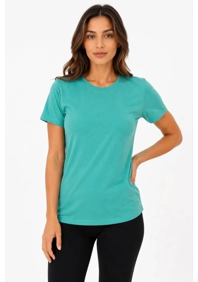 Valensdesign Basic Tişört Bisiklet Yaka Kısa Kol Günlük Yazlık Slim Fit T-shirt - Su Yeşili