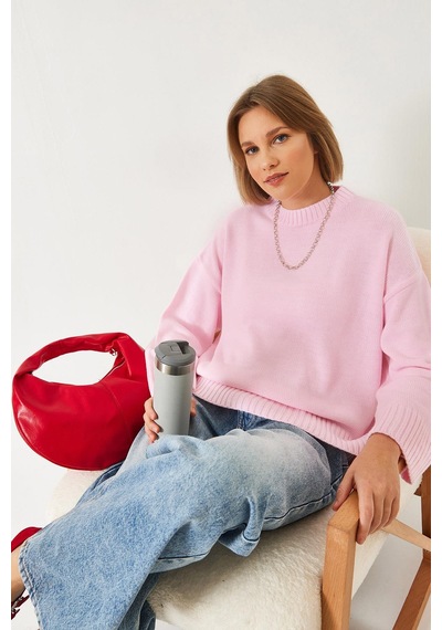 Shade Kadın Oversize Basic Triko Kazak 20247601 - Pembe