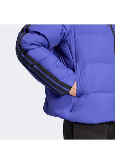 Adidas Essentials Climawarm 3 Stripes Puffer Down Kapüşonlu Kadın Mavi Outdoor Montu Jw9109