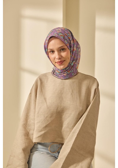 Silk Home Soft Eşarp 73090-10 Eflatun, Turkuaz, Leylak, Turuncu, Taş