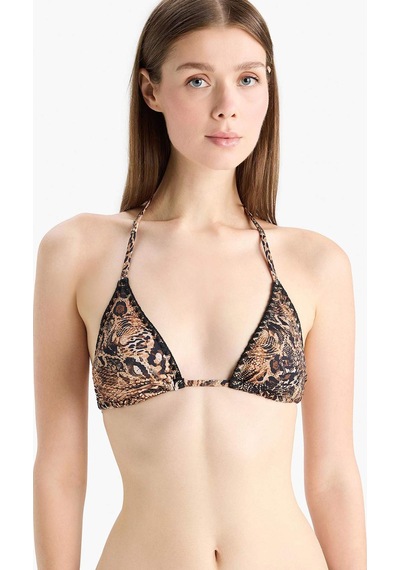 Defacto Love Regular Fit Leopar Desenli Üçgen Bikini Üstü-fall İn Lo E3895ax25smbk81 Siyah