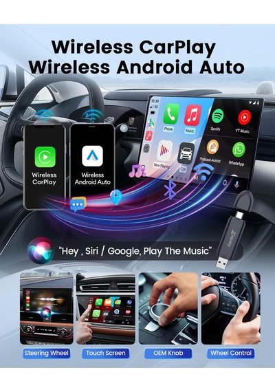 Carlinkit Mini Se Pro Kablosuz Carplay Adaptörü/kablosuz Android Oto Adaptörü, Yüksek Dereceli Dayan Sku: Smgstk96a020bf0b