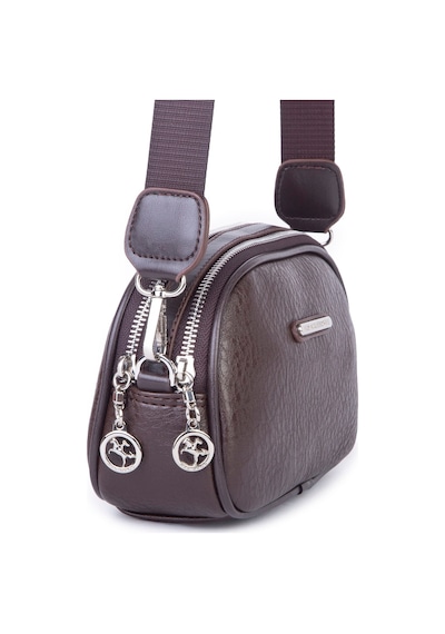 Nas Bag Kadın Mini Çapraz Çift Gözlü Çanta Kahve Victoria