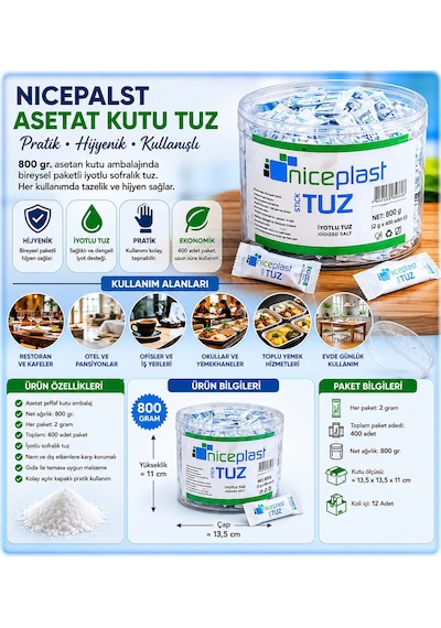 Nicepalst Asetat Kutu Tuz 800 Gr.