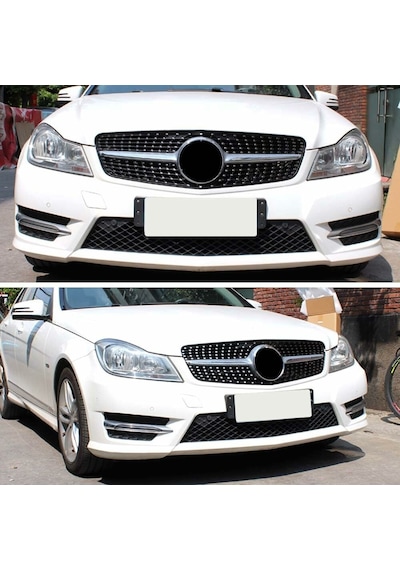 Mercedes C Serisi W204 Diamond Ön Panjur Izgara Seti Krom-siyah 2