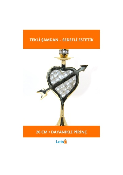 Pirinç Sedefli Şamdan 20 Cm Tekli Dekoratif Mum 1 Adet