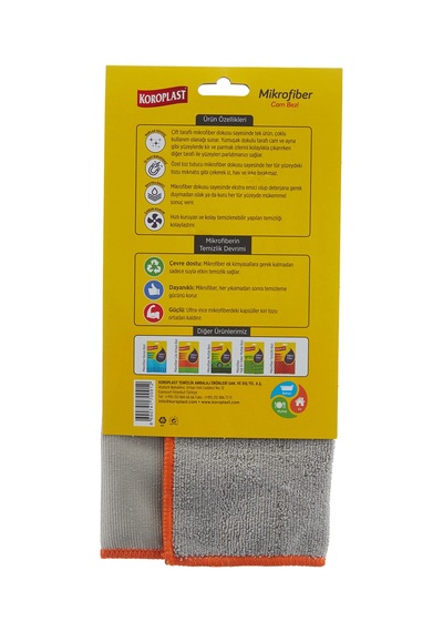 Koroplast Mikrofiber Cam Bezi Tekli, Çift Taraflı Mikrofiber Temi Gri