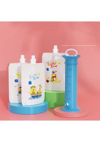 Atıştırmalık Kab Beslenme Saati Pratik Mama Bebek Püre Doldurma Aparatı Seti - 10 Yedek Püre Paketli