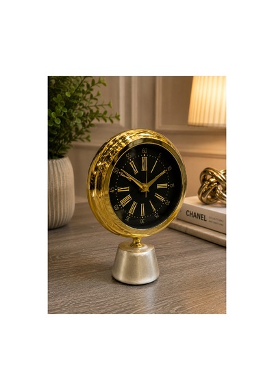 Sleep Nova Gold Roma Rakamlı Mermer Kaideli Dekoratif Masa Saati Altın
