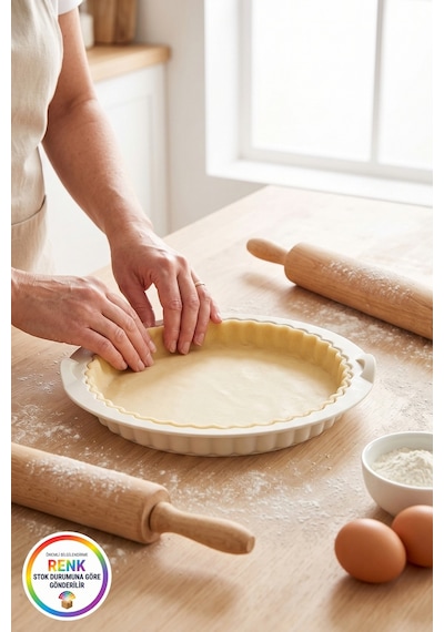 Tırtıklı Kenarlı Silikon Turta Kalıbı Xl Kulplu Esnek Kolay Çıkan Tart Ve Kiş İçin 26 Cm Çok  Renkli